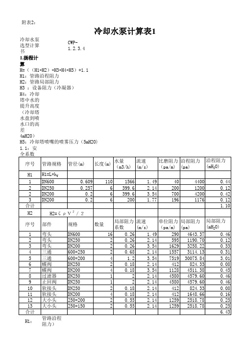 水泵计算选型