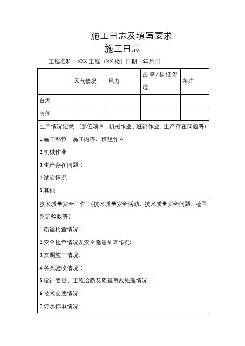施工日志及填写要求