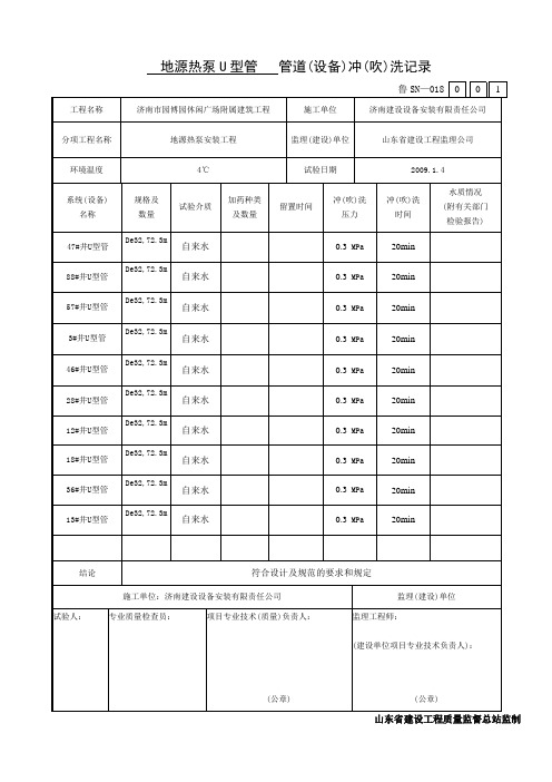 管道冲洗记录