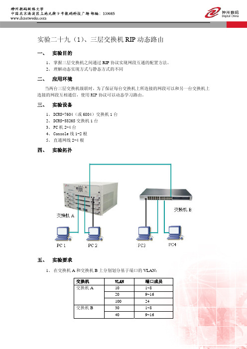 实验29(1)三层交换机RIP动态路由