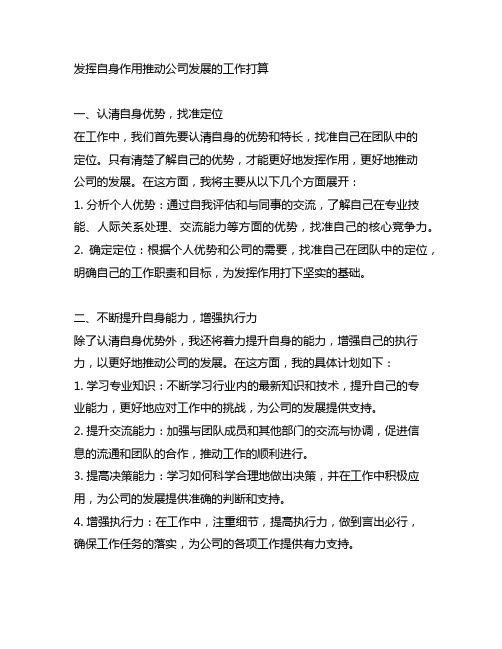 发挥自身作用推动公司发展的工作打算
