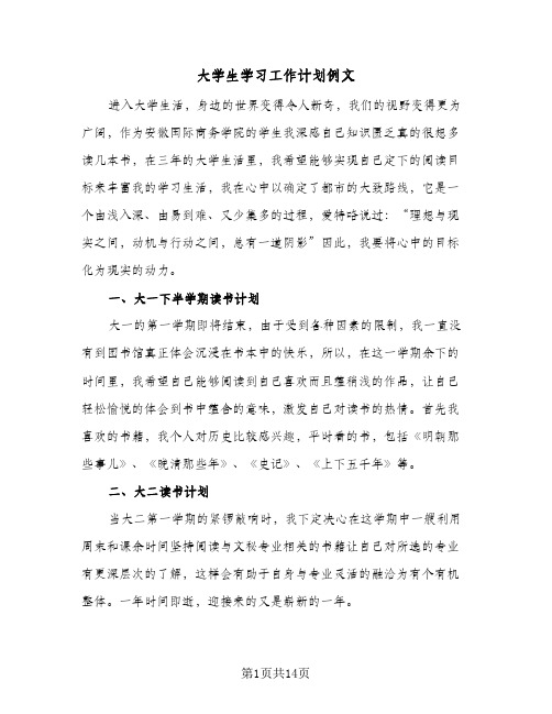 大学生学习工作计划例文(4篇)