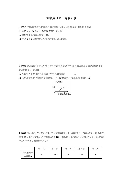 2021年春人教版化学中考考点专项集训八综合计算