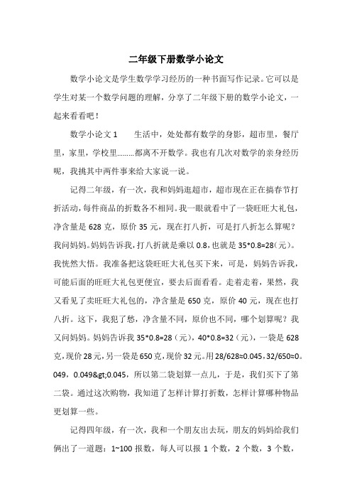 二年级下册数学小论文