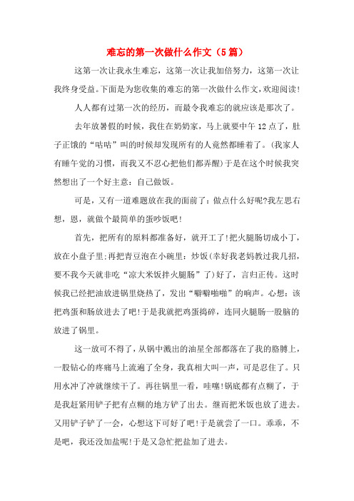 难忘的第一次做什么作文(5篇)