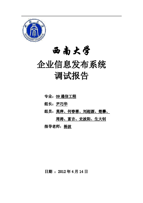 企业信息发布系统调试报告