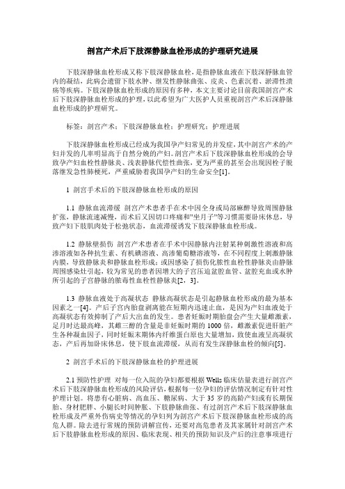 剖宫产术后下肢深静脉血栓形成的护理研究进展