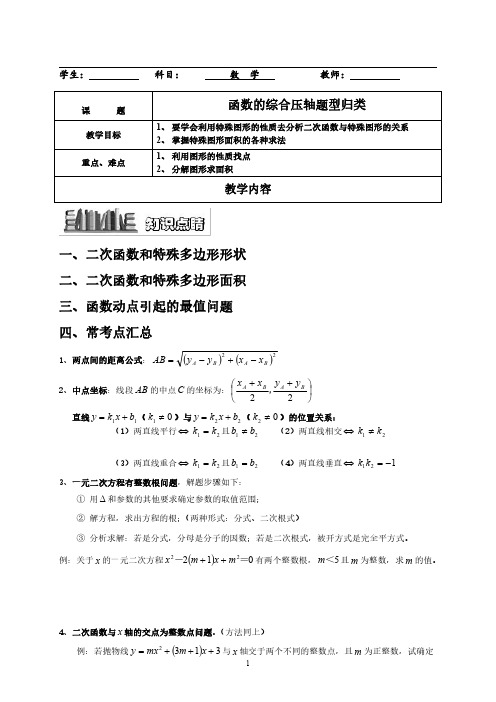 二次函数与几何综合压轴题题型归纳