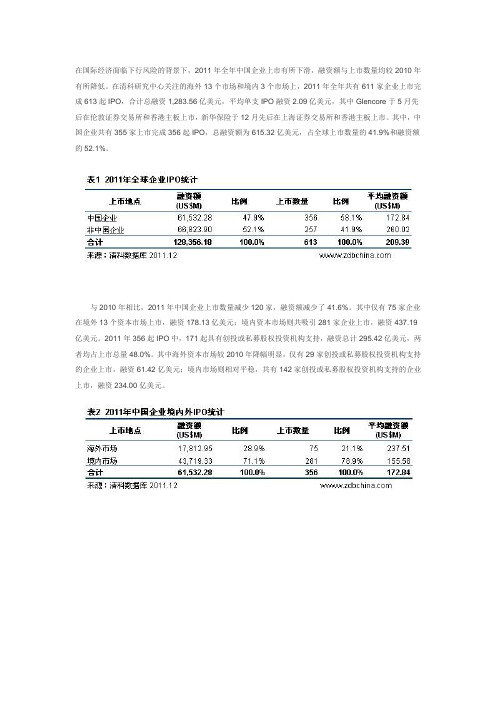 2011年中国企业上市研究报告