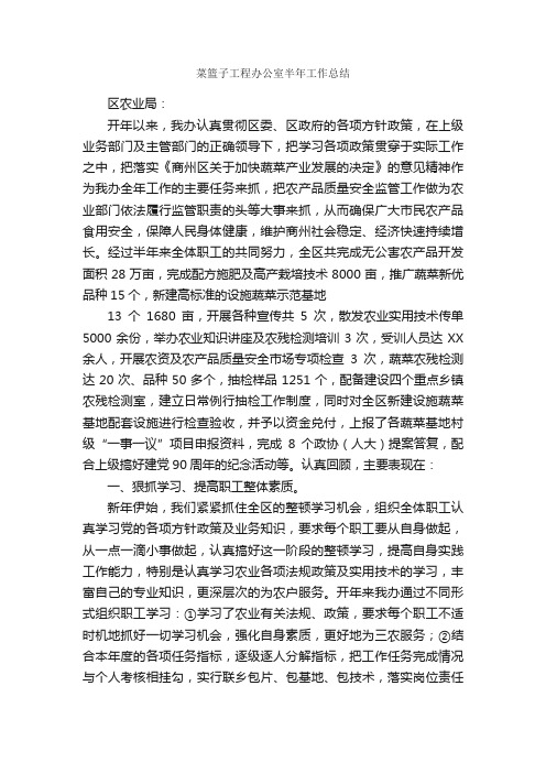 菜篮子工程办公室半年工作总结_半年工作总结_