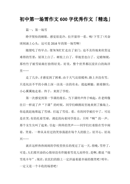 初中第一场雪作文600字优秀作文「精选」