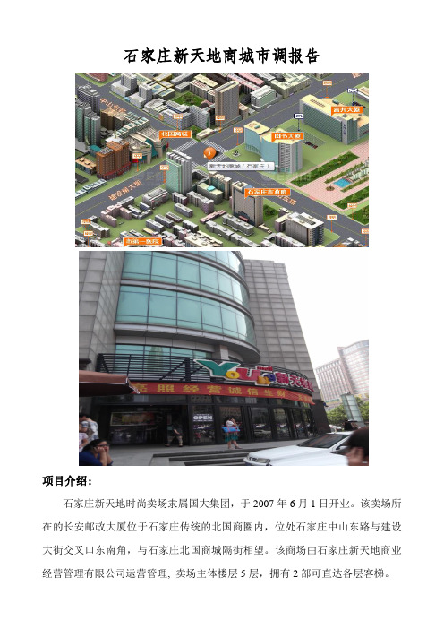 新天地商场及北国先天下广场市调报告