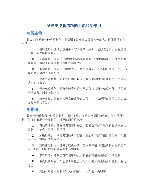 肠炎宁胶囊的功能主治和副作用