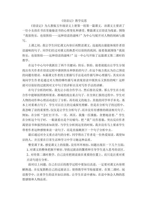窃读记教学反思