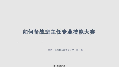 如何备战班主任专业技能大赛PPT课件