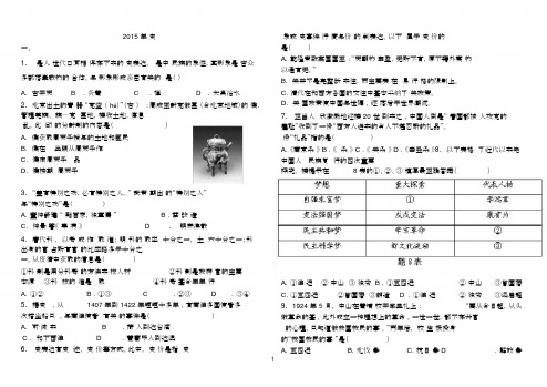 2015年广东省中考历史试题及答案(同名8781)