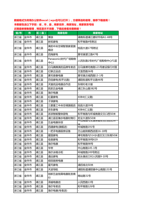 2020新版浙江省金华市浦江县家用电器工商企业公司商家名录名单联系电话号码地址大全153家