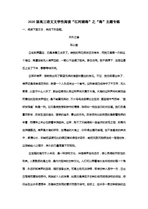 2020届高三语文文学性阅读“江河湖海”之“海”主题专练