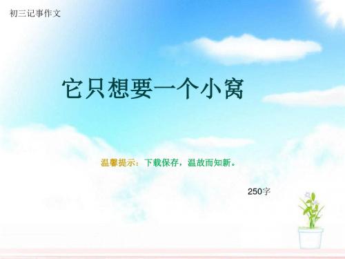 初三记事作文《它只想要一个小窝》250字(总6页PPT)