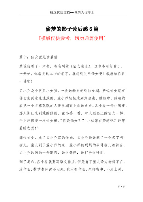 偷梦的影子读后感6篇(共4页)