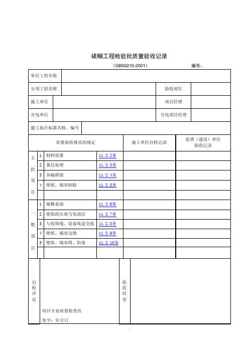 【管理精品】裱糊工程检验批质量验收记录(2)