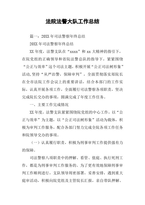 法院法警大队工作总结