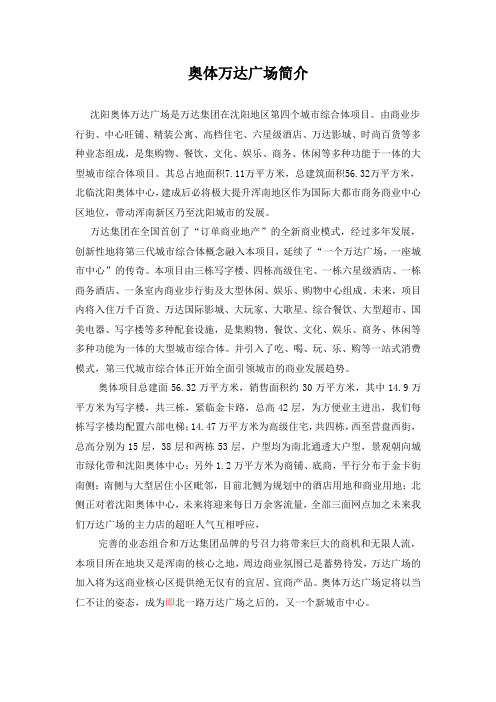 奥体万达广场简介