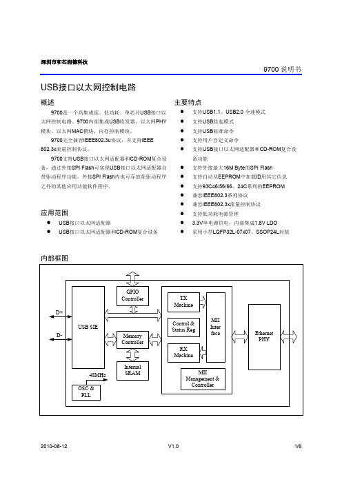 USB接口以太网控制器IC 9700 datasheet