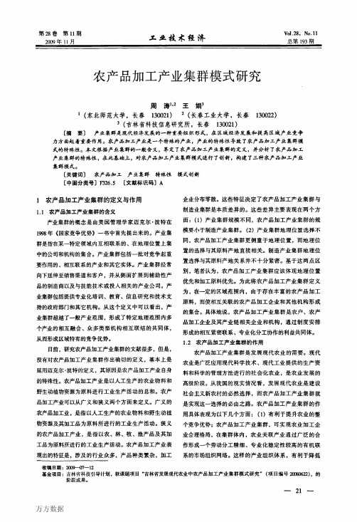 农产品加工产业集群模式研究
