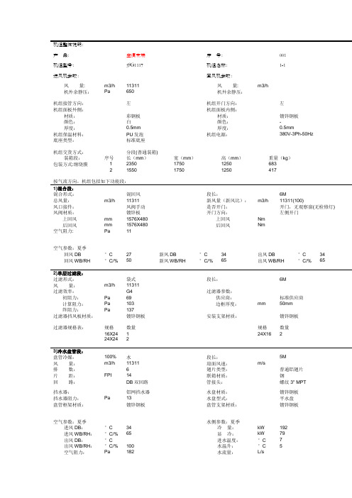 空调室外机参数(国外产品)