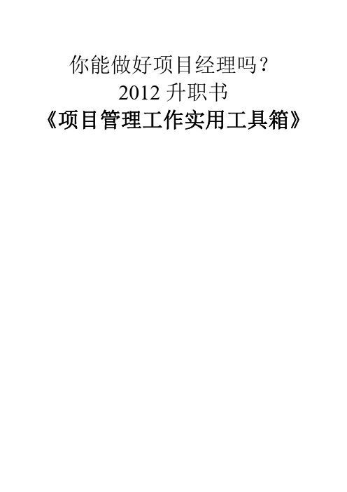 XXXX升职书《项目管理工作实用工具箱》帮你做好项目经理精品资料