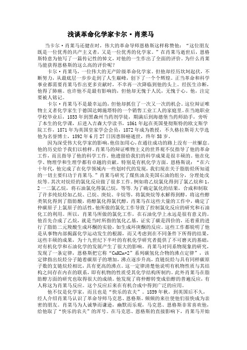 浅谈卡尔.肖莱马
