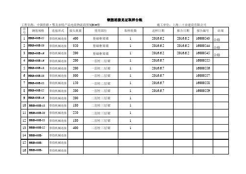 钢筋连接见证取样台账