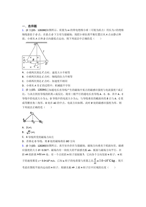 北京师范大学第一附属中学高中物理选修二第一章《安培力与洛伦兹力》检测卷(含答案解析)