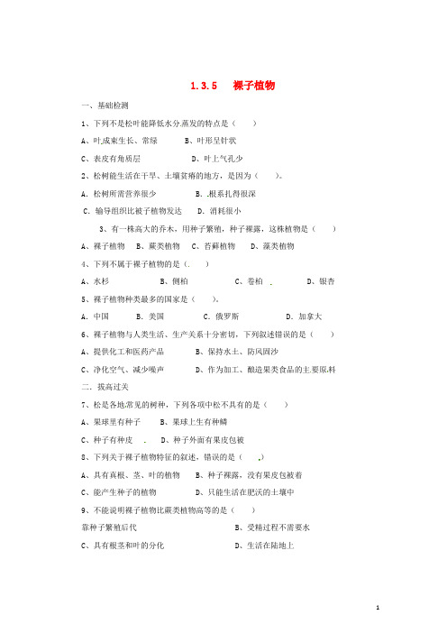 七年级生物上册 1.3.5 裸子植物同步练习 (新版)冀教版
