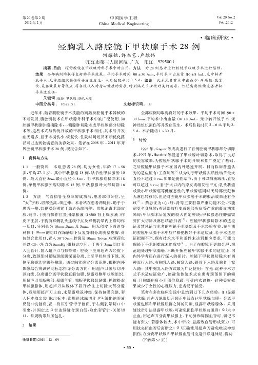 经胸乳入路腔镜下甲状腺手术28例