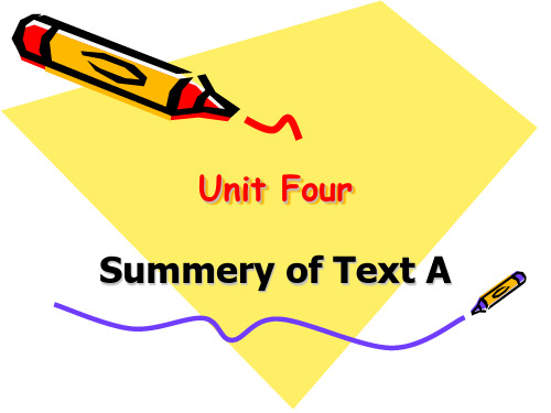 全新版大学英语1Unit  Four Text A American Dream-Summary