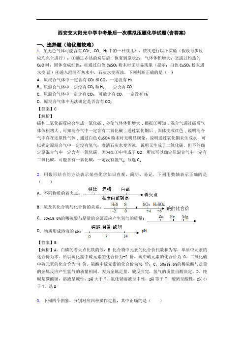 西安交大阳光中学中考最后一次模拟压题化学试题(含答案)