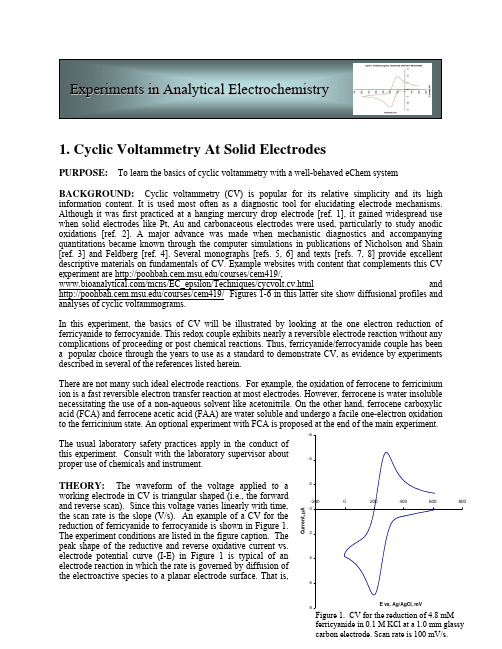 Cyclic Voltammetry At Solid Electrodes