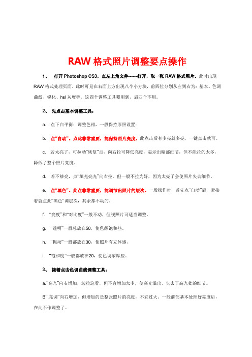 RAW格式照片调整要点操作