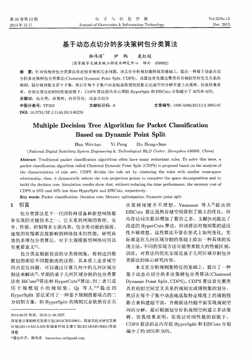 基于动态点切分的多决策树包分类算法