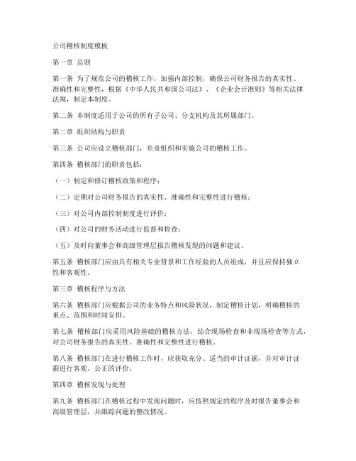公司稽核制度模板