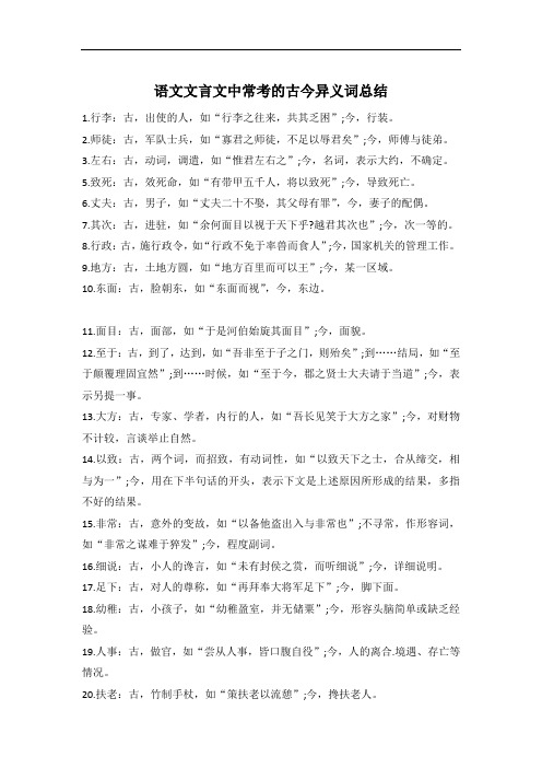 【2021年】语文文言文中常考的古今异义词总结