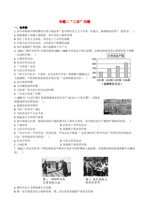 【全程复习方略】(遵义专用)中考历史 专题二“三农”问题精练精析 北师大版