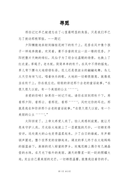 寻觅_高二作文