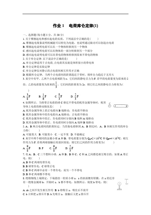 人教版选修(1-1)《电荷 库仑定律》同步测试