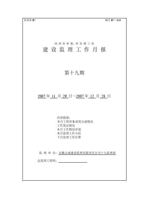监理工作月报表格