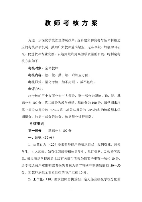 教师考核方案