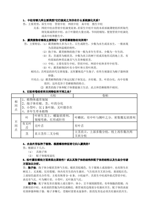 植物学第二复习思考题答案
