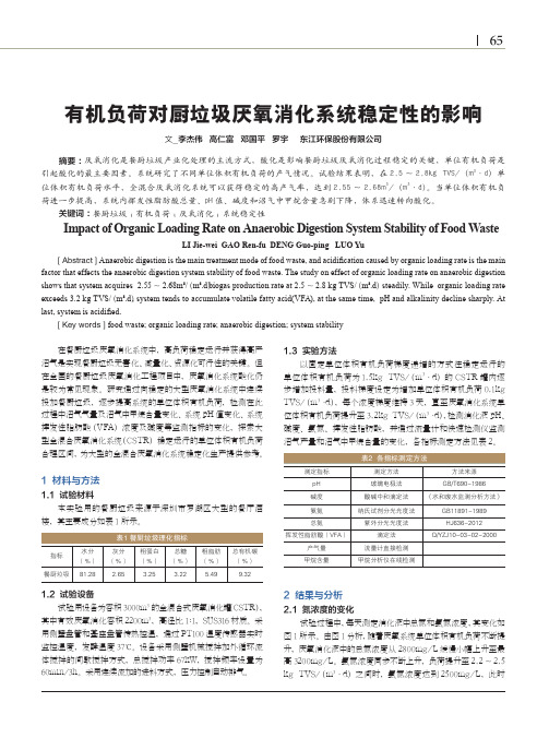 有机负荷对厨垃圾厌氧消化系统稳定性的影响